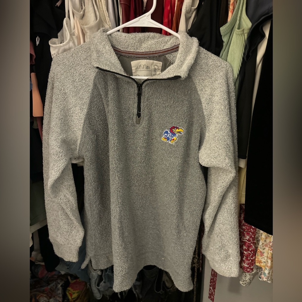 Jayhawks Gray Quarter-Zip Pullover - image 1